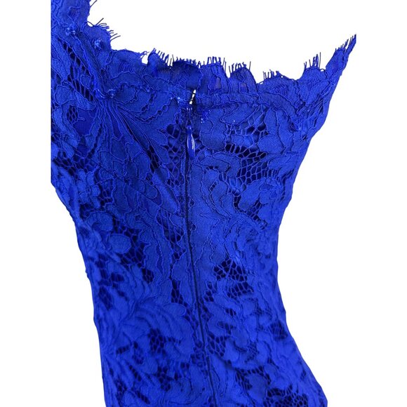 Eliza J Womens One-Shoulder Royal Blue Lace Sheath Dress Sz 4 - New - Picture 5 of 9